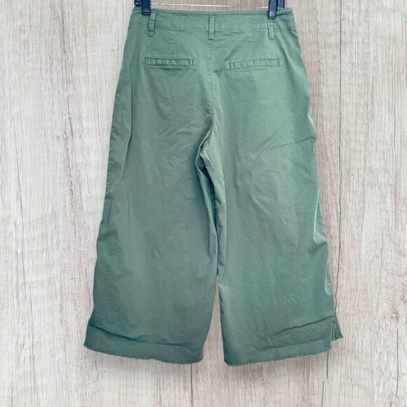New GAP High Rise Wide Leg Crop Stretch Pleated Sage Olive Green Utility Pants 6 - Picture 2 of 7